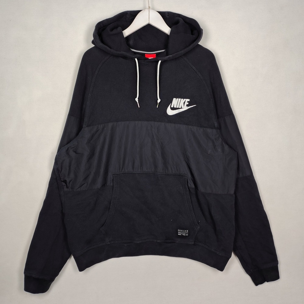 Nike Sportswear Mixed Media Hoodie Black XXL 7 Patch Futura Logo Pullover